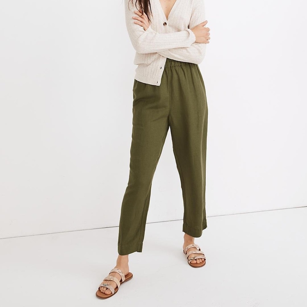 Madewell Tapered Huston Pull-On Crop olive Pants